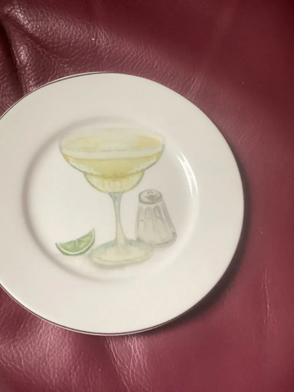 NIB 4 American Atelier Cocktail Theme Porcelain Appetizer Plates Set IN THE BOX
